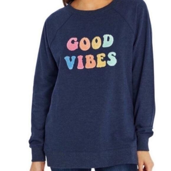 Wildfox Women's Good Vibes Oversized Sweatshirt Sz Large Blue - Picture 1 of 7